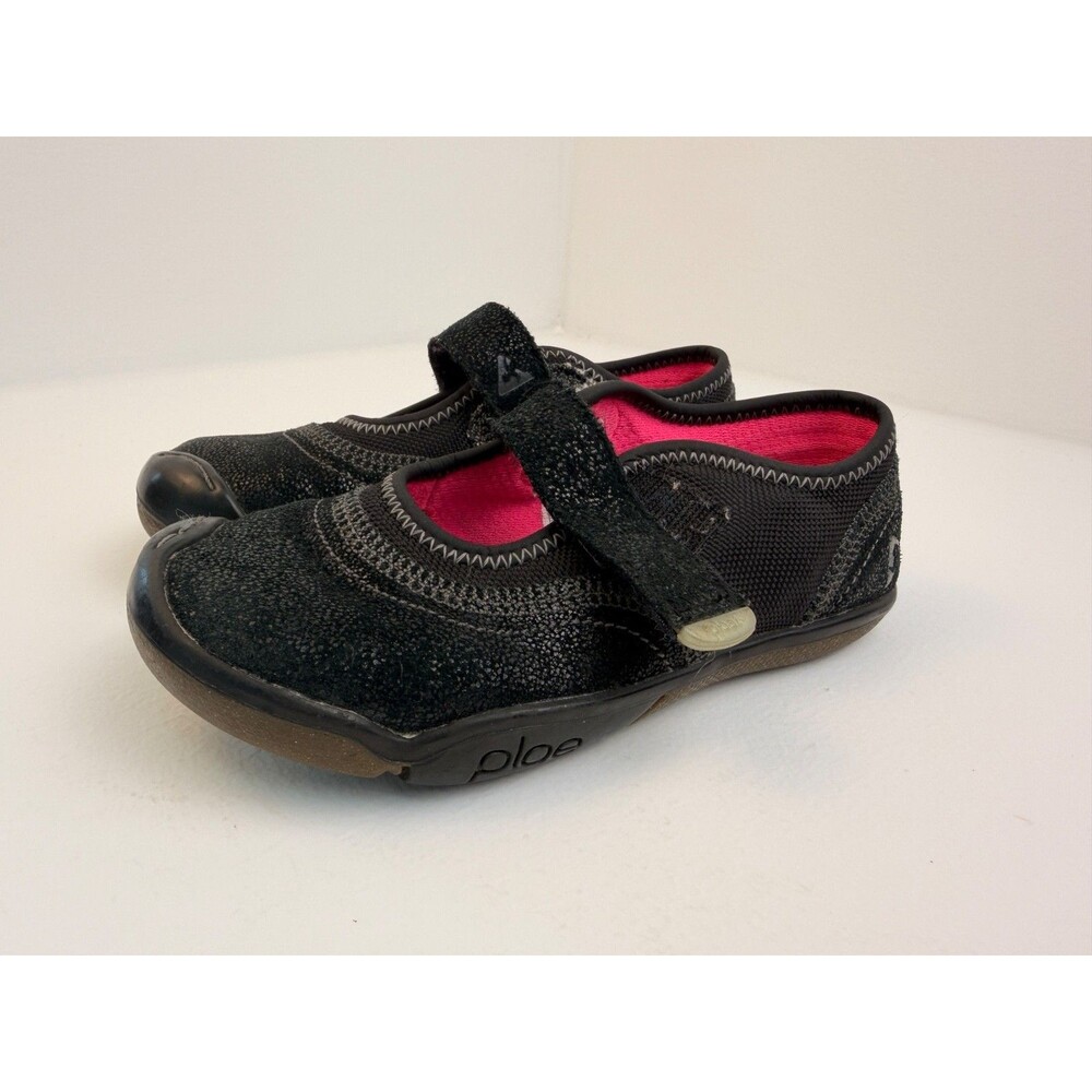 Plae Emme Mary Jane Shoes Girls US 12 EU 29 Black Shimmer Minimalist